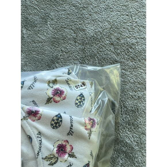 Vintage 90s Y2K Cottagecore Garden Print Midi Dress Small Ladybug Floral Stretch - Picture 16 of 16